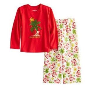 Jammies for Your Families Kids Christmas PJ's Set Size 6 Santa Palm Tree Holiday